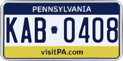PA license plate KAB0408