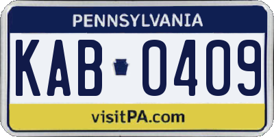 PA license plate KAB0409