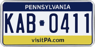 PA license plate KAB0411