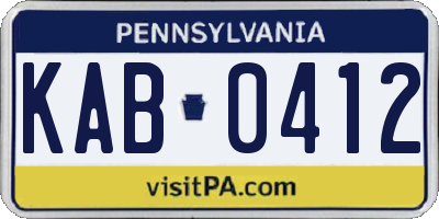 PA license plate KAB0412