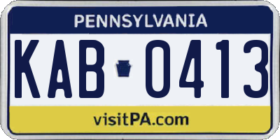PA license plate KAB0413
