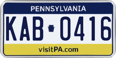 PA license plate KAB0416