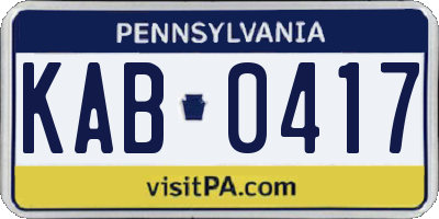 PA license plate KAB0417