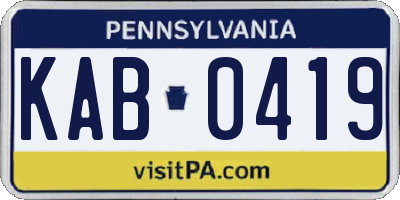 PA license plate KAB0419