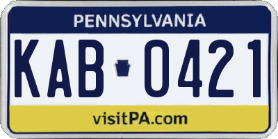 PA license plate KAB0421