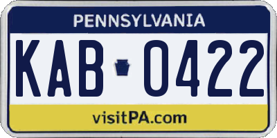 PA license plate KAB0422