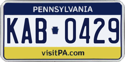 PA license plate KAB0429