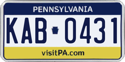 PA license plate KAB0431