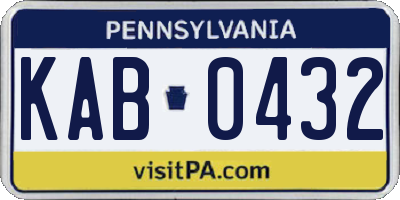 PA license plate KAB0432