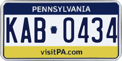 PA license plate KAB0434