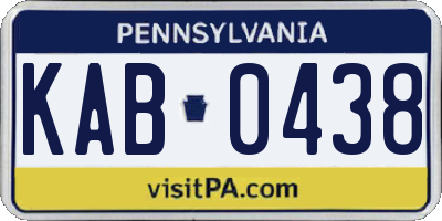 PA license plate KAB0438