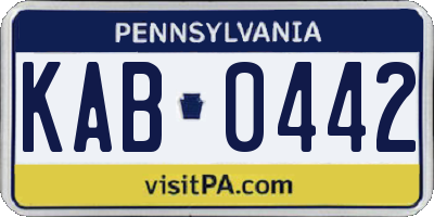 PA license plate KAB0442