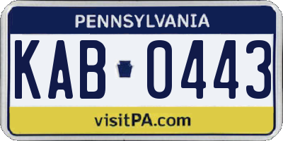 PA license plate KAB0443