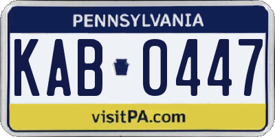 PA license plate KAB0447