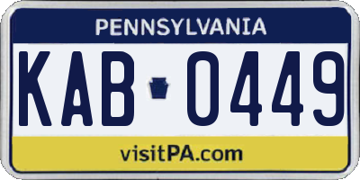 PA license plate KAB0449