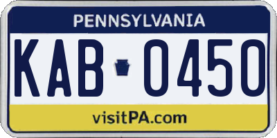 PA license plate KAB0450