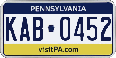 PA license plate KAB0452