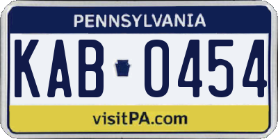 PA license plate KAB0454