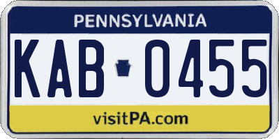 PA license plate KAB0455