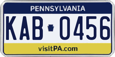 PA license plate KAB0456