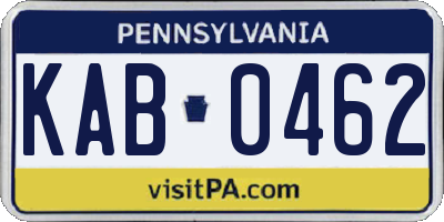 PA license plate KAB0462