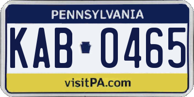 PA license plate KAB0465