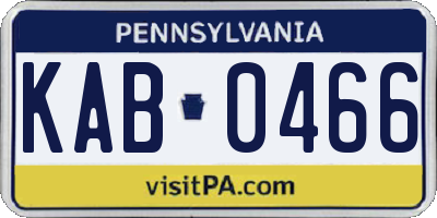 PA license plate KAB0466
