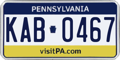 PA license plate KAB0467