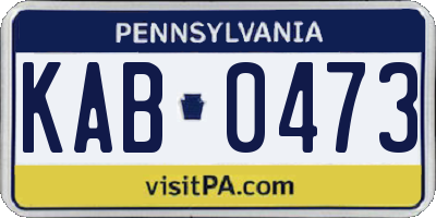 PA license plate KAB0473