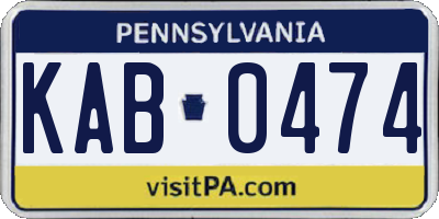PA license plate KAB0474