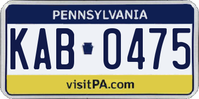 PA license plate KAB0475