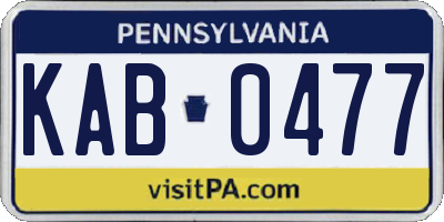 PA license plate KAB0477