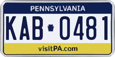 PA license plate KAB0481