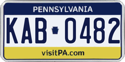 PA license plate KAB0482
