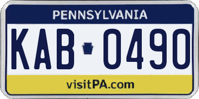 PA license plate KAB0490