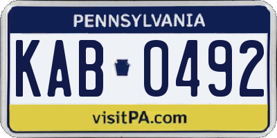 PA license plate KAB0492