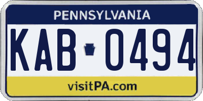 PA license plate KAB0494