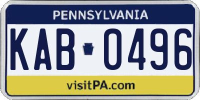 PA license plate KAB0496