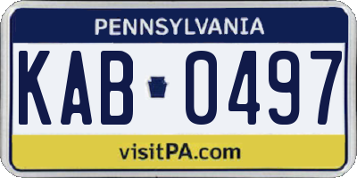 PA license plate KAB0497