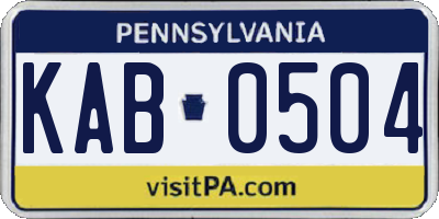 PA license plate KAB0504