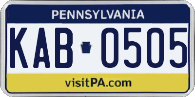 PA license plate KAB0505