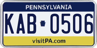 PA license plate KAB0506