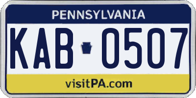 PA license plate KAB0507