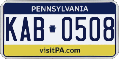 PA license plate KAB0508