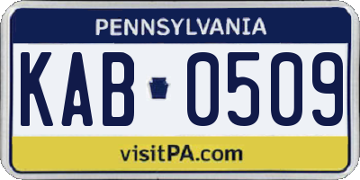 PA license plate KAB0509