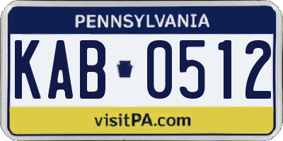 PA license plate KAB0512