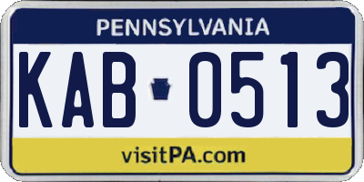 PA license plate KAB0513