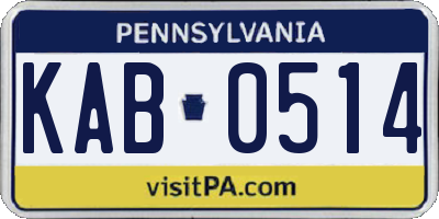 PA license plate KAB0514