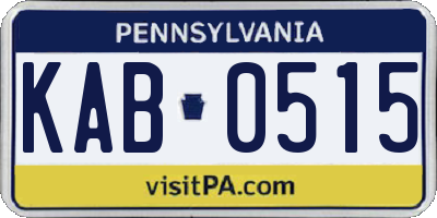 PA license plate KAB0515