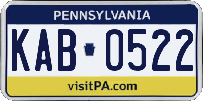 PA license plate KAB0522